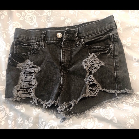 Express high rise distressed jean shorts - Picture 1 of 4